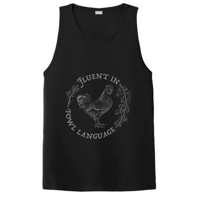 Funny Chicken Fluent In Fowl Language Retro Style PosiCharge Competitor Tank