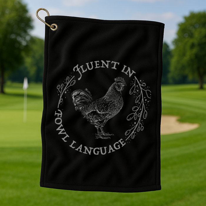 Funny Chicken Fluent In Fowl Language Retro Style Golf Towel