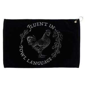 Funny Chicken Fluent In Fowl Language Retro Style Grommeted Golf Towel