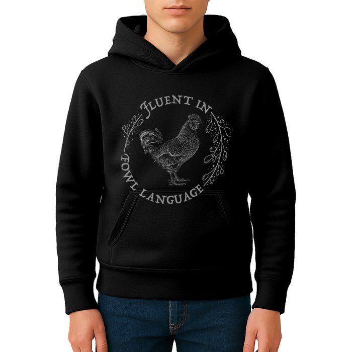 Funny Chicken Fluent In Fowl Language Retro Style Kids Hoodie
