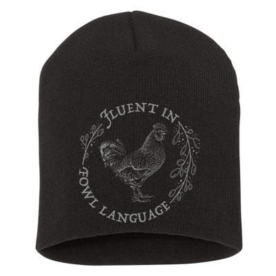 Funny Chicken Fluent In Fowl Language Retro Style Short Acrylic Beanie