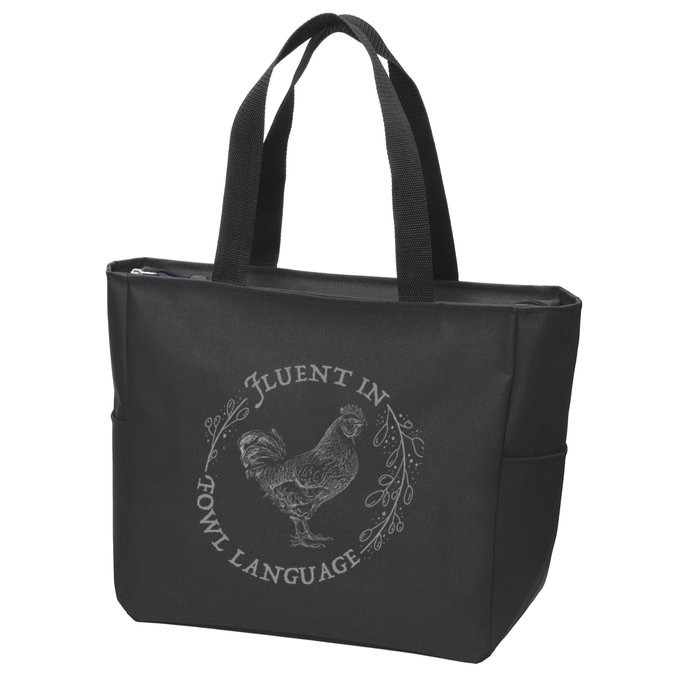Funny Chicken Fluent In Fowl Language Retro Style Zip Tote Bag