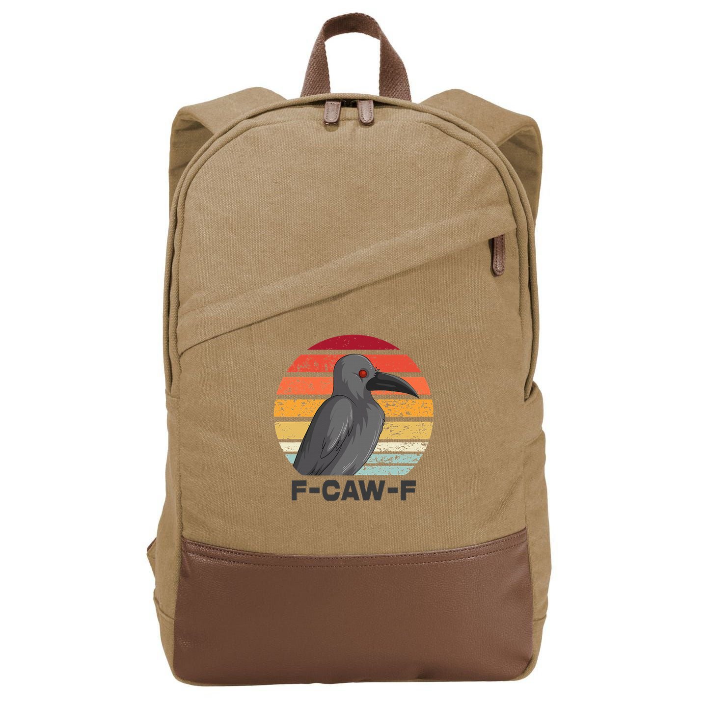 F Caw F Crow Bird Cotton Canvas Backpack