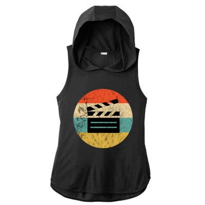 Filmmaker Clapboard Film Director Lover Retro Vintage Sunset Ladies PosiCharge Tri-Blend Wicking Draft Hoodie Tank