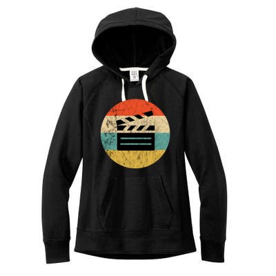 Filmmaker Clapboard Film Director Lover Retro Vintage Sunset Women's Fleece Hoodie