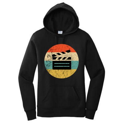 Filmmaker Clapboard Film Director Lover Retro Vintage Sunset Women's Pullover Hoodie