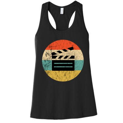 Filmmaker Clapboard Film Director Lover Retro Vintage Sunset Women's Racerback Tank