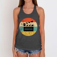 Filmmaker Clapboard Film Director Lover Retro Vintage Sunset Women's Knotted Racerback Tank