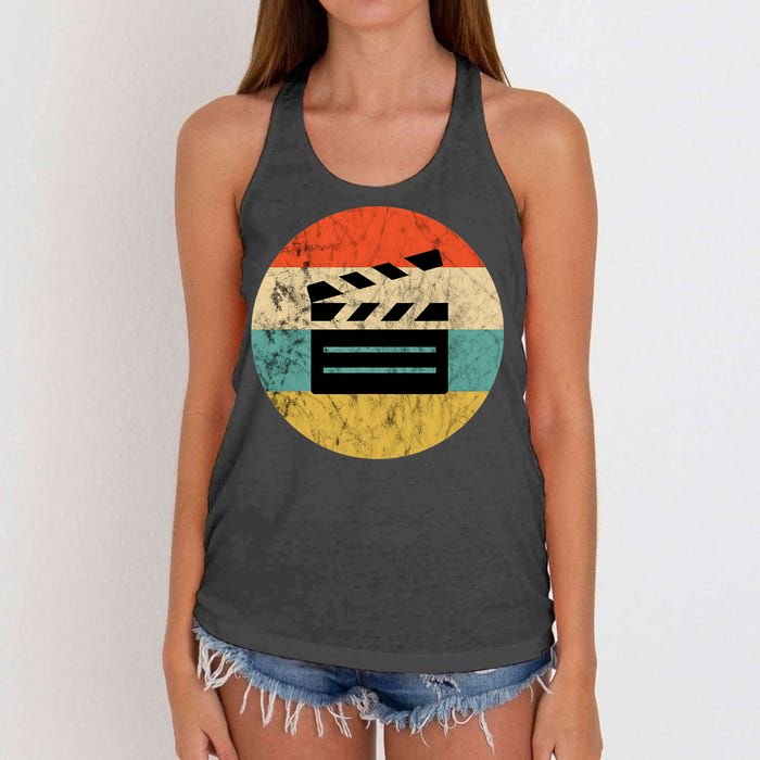 Filmmaker Clapboard Film Director Lover Retro Vintage Sunset Women's Knotted Racerback Tank