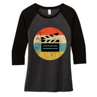 Filmmaker Clapboard Film Director Lover Retro Vintage Sunset Women's Tri-Blend 3/4-Sleeve Raglan Shirt