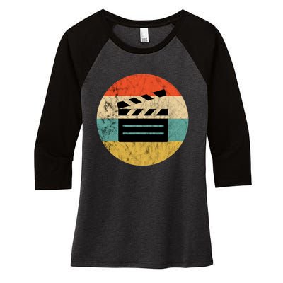 Filmmaker Clapboard Film Director Lover Retro Vintage Sunset Women's Tri-Blend 3/4-Sleeve Raglan Shirt