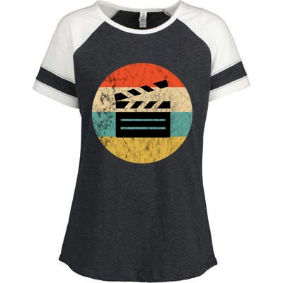 Filmmaker Clapboard Film Director Lover Retro Vintage Sunset Enza Ladies Jersey Colorblock Tee