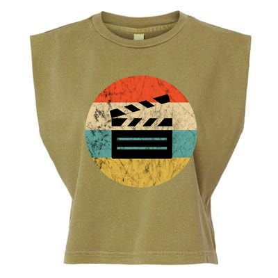 Filmmaker Clapboard Film Director Lover Retro Vintage Sunset Garment-Dyed Women's Muscle Tee