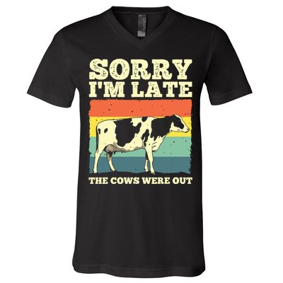 Funny Cow For Men Women Cow Farmer Herd Farming Animal Lover V-Neck T-Shirt