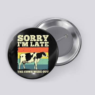 Funny Cow For Men Women Cow Farmer Herd Farming Animal Lover Button