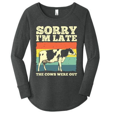 Funny Cow For Men Women Cow Farmer Herd Farming Animal Lover Women's Perfect Tri Tunic Long Sleeve Shirt