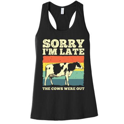 Funny Cow For Men Women Cow Farmer Herd Farming Animal Lover Women's Racerback Tank