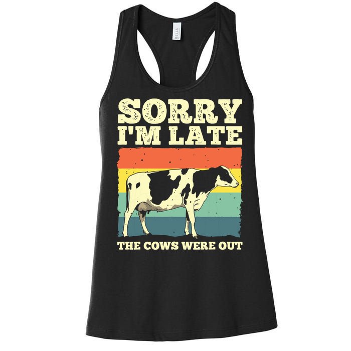 Funny Cow For Men Women Cow Farmer Herd Farming Animal Lover Women's Racerback Tank