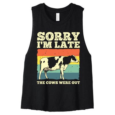 Funny Cow For Men Women Cow Farmer Herd Farming Animal Lover Women's Racerback Cropped Tank