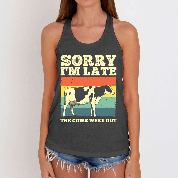 Funny Cow For Men Women Cow Farmer Herd Farming Animal Lover Women's Knotted Racerback Tank