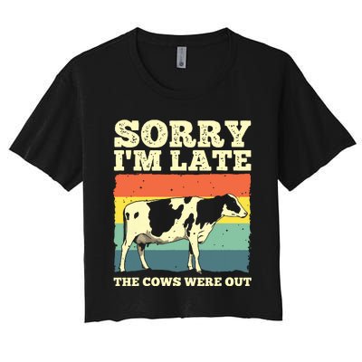 Funny Cow For Men Women Cow Farmer Herd Farming Animal Lover Women's Crop Top Tee