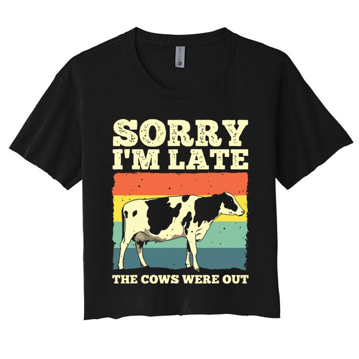 Funny Cow For Men Women Cow Farmer Herd Farming Animal Lover Women's Crop Top Tee