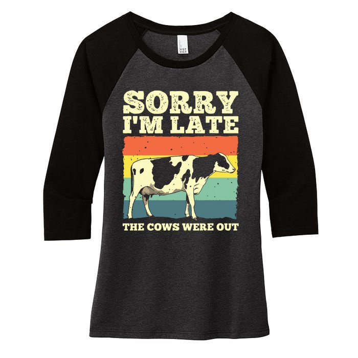 Funny Cow For Men Women Cow Farmer Herd Farming Animal Lover Women's Tri-Blend 3/4-Sleeve Raglan Shirt