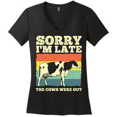 Funny Cow For Men Women Cow Farmer Herd Farming Animal Lover Women's V-Neck T-Shirt