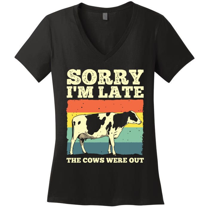 Funny Cow For Men Women Cow Farmer Herd Farming Animal Lover Women's V-Neck T-Shirt