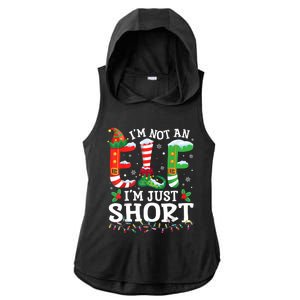 Funny Christmas Family Pajamas IM Not An Elf IM Just Short Ladies PosiCharge Tri-Blend Wicking Draft Hoodie Tank