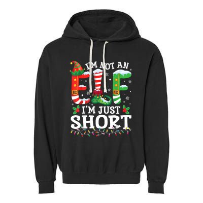 Funny Christmas Family Pajamas IM Not An Elf IM Just Short Garment-Dyed Fleece Hoodie