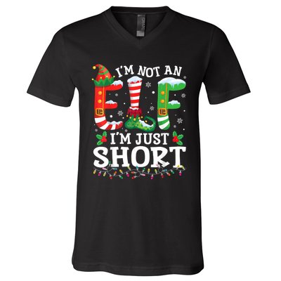 Funny Christmas Family Pajamas IM Not An Elf IM Just Short V-Neck T-Shirt