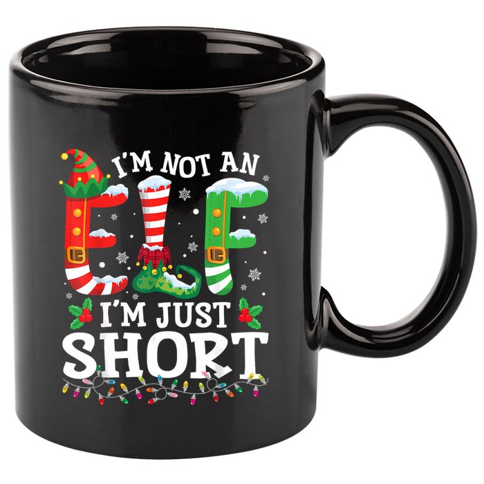 Funny Christmas Family Pajamas IM Not An Elf IM Just Short 11oz C Handle Ceramic Mug