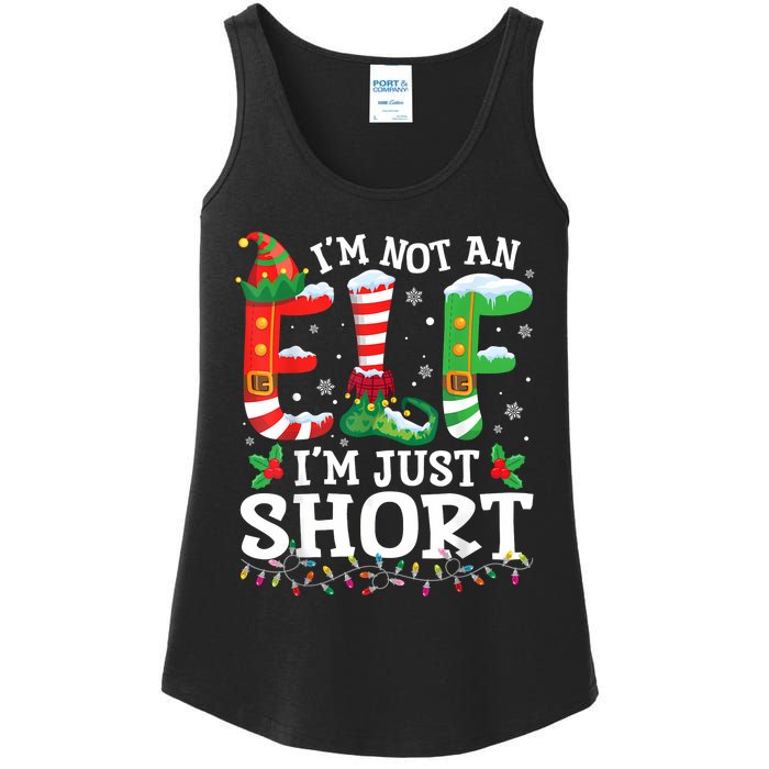 Funny Christmas Family Pajamas IM Not An Elf IM Just Short Ladies Essential Tank