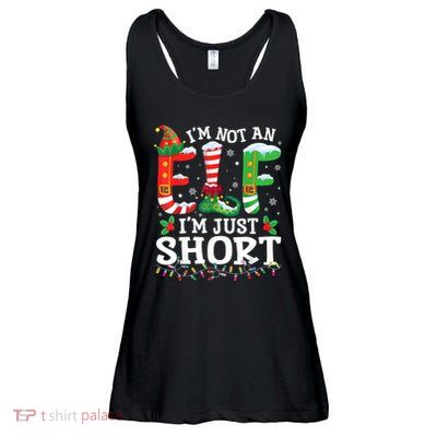 Funny Christmas Family Pajamas IM Not An Elf IM Just Short Ladies Essential Flowy Tank