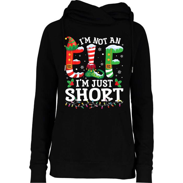 Funny Christmas Family Pajamas IM Not An Elf IM Just Short Womens Funnel Neck Pullover Hood