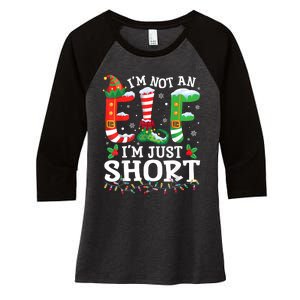 Funny Christmas Family Pajamas IM Not An Elf IM Just Short Women's Tri-Blend 3/4-Sleeve Raglan Shirt