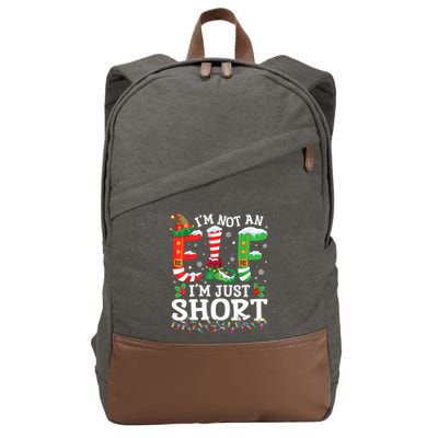 Funny Christmas Family Pajamas IM Not An Elf IM Just Short Cotton Canvas Backpack