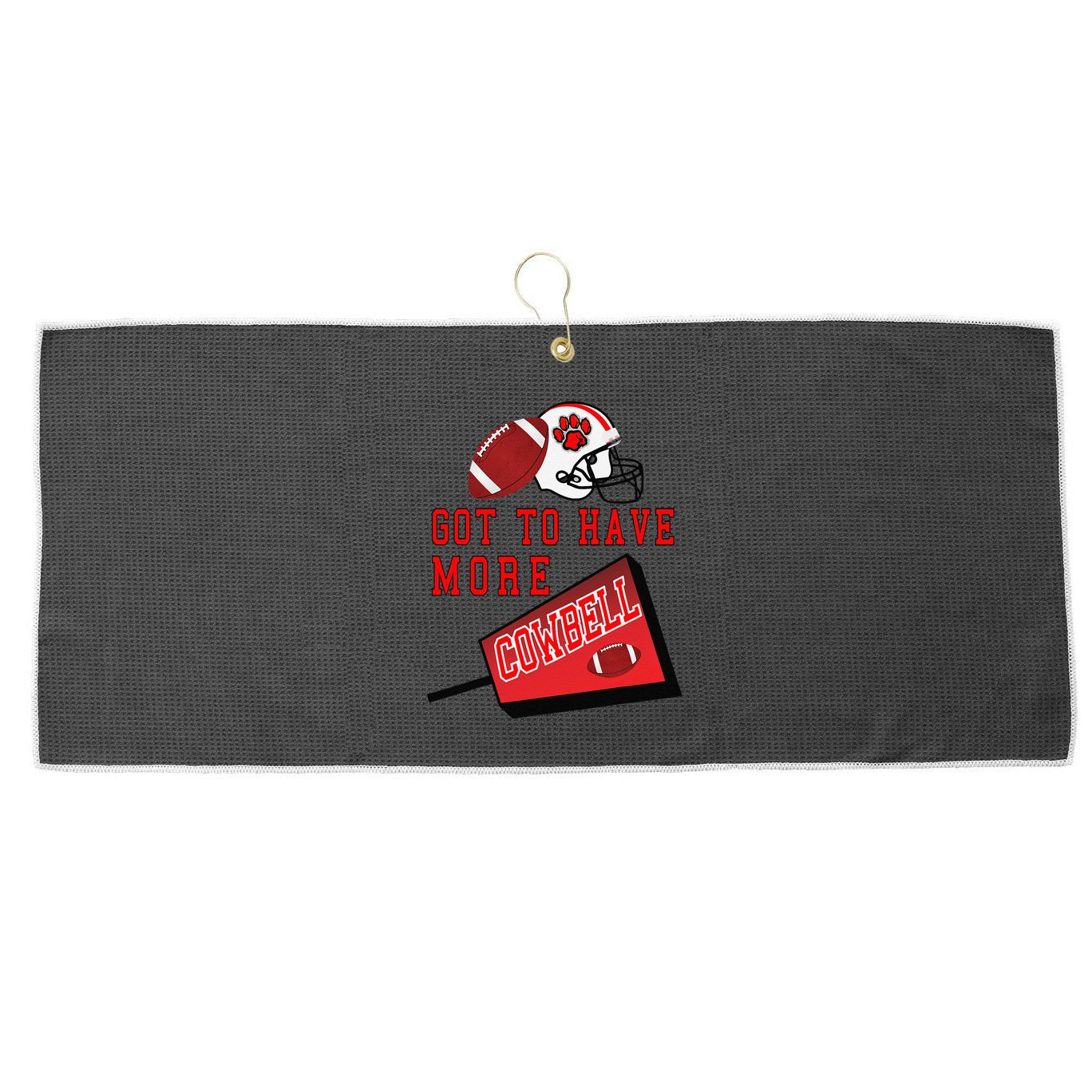 Football Cowbell Large Microfiber Waffle Golf Towel