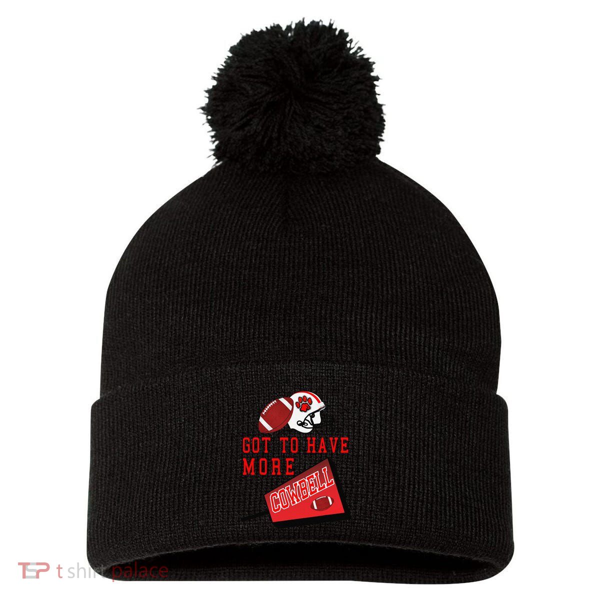 Football Cowbell Pom Pom 12in Knit Beanie