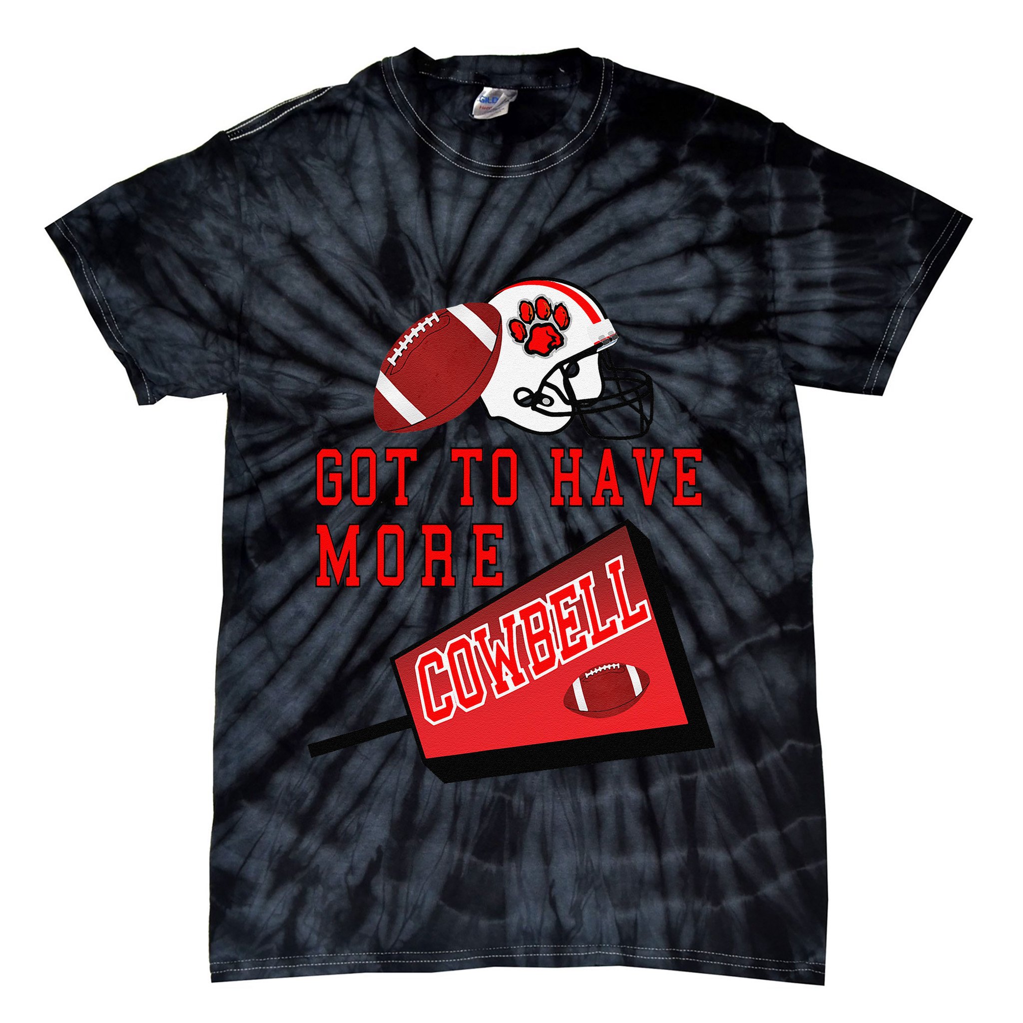 Football Cowbell Tie-Dye T-Shirt