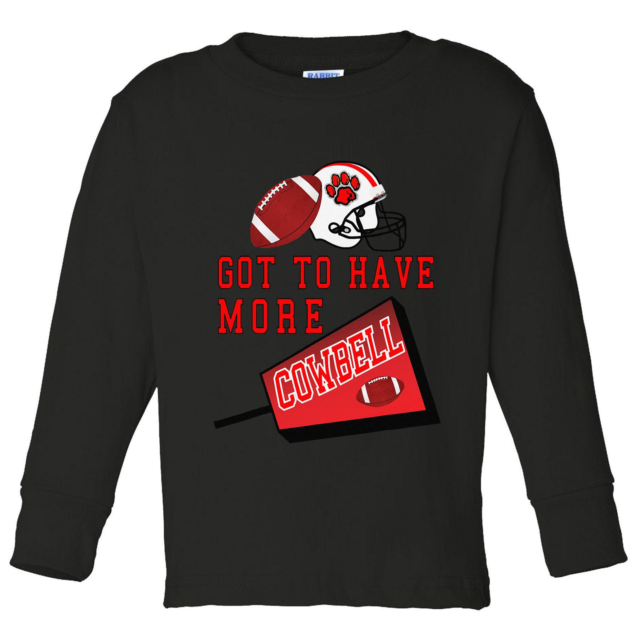 Football Cowbell Toddler Long Sleeve Shirt