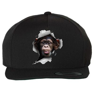 Funny Chimp, Funny Monkey, Monkey Lover Wool Snapback Cap