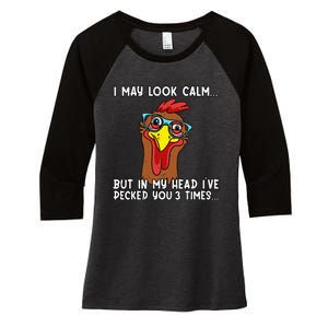 Funny Chicken Funny Farmer Chicken Mom Women's Tri-Blend 3/4-Sleeve Raglan Shirt