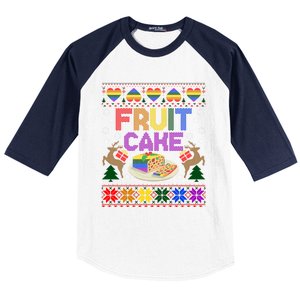 Fruit Cake Funny Ugly Christmas Lgbt Cool Gift Baseball Sleeve Shirt