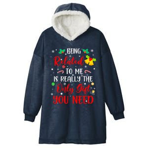 Funny Christmas Family Squad Xmas Funny Gift Being Related To Me Cute Gift Hooded Wearable Blanket