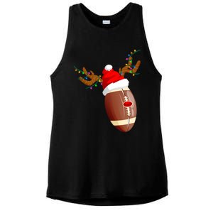 Funny Christmas Football Ball Santa Hat Reindeer Xmas Lights Gift Ladies PosiCharge Tri-Blend Wicking Tank