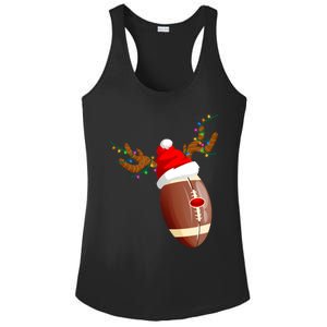 Funny Christmas Football Ball Santa Hat Reindeer Xmas Lights Gift Ladies PosiCharge Competitor Racerback Tank