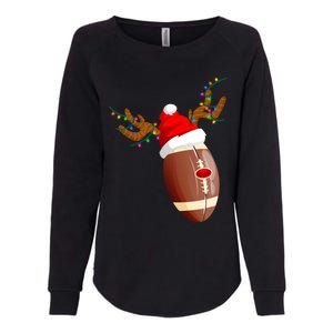 Funny Christmas Football Ball Santa Hat Reindeer Xmas Lights Gift Womens California Wash Sweatshirt