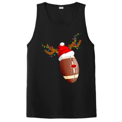 Funny Christmas Football Ball Santa Hat Reindeer Xmas Lights Gift PosiCharge Competitor Tank